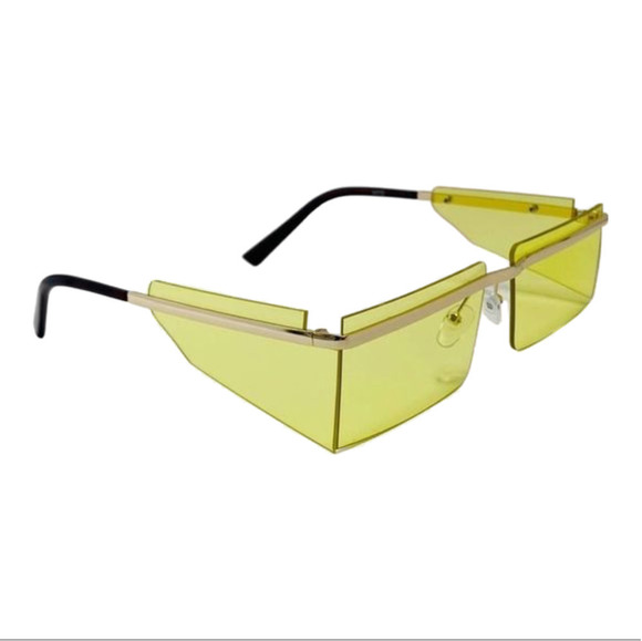 6113 | Yellow Rectangle Sunglasses - Picture 2 of 5